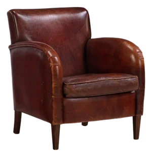 Dutch Art Deco Style Leather Club Chair, C. 1960.