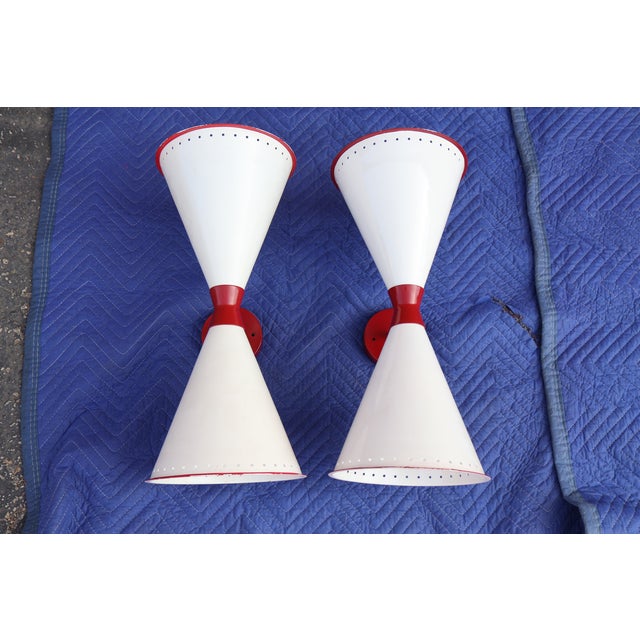 Pair of Diabolo Sconces in the Style of Jean Royere For Sale - Image 11 of 11