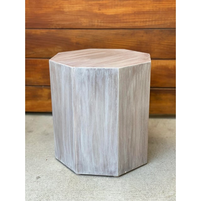 1950s Mid-Century Modern Whitewashed Octagon Base Coffee Table With Glass Top For Sale - Image 10 of 13