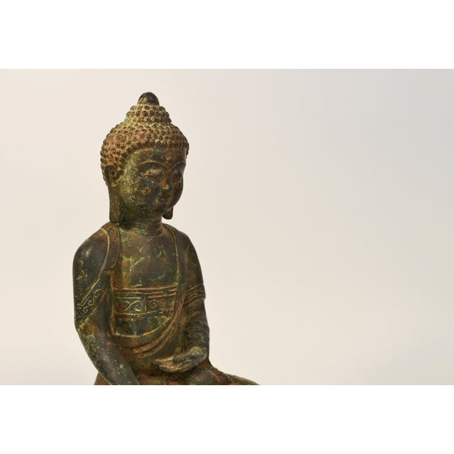 Smiling Young Buddha Statue Bronze Antique For Sale - Image 10 of 13
