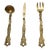 Large Decorative Brass Cutlery Set, Italy, 1950s, Set of 3 For Sale