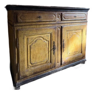 Antique French Provincial Sideboard – 18th Century Ochre Painted Buffet For Sale