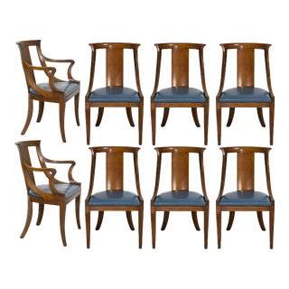 Vintage Solid Cherry Wood Regency Dining Chairs by Baker Furniture - Set of 8 For Sale