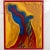 Fiery abstract oil on canvas. Vibrant, vivid colors undecipherable signature on verso.