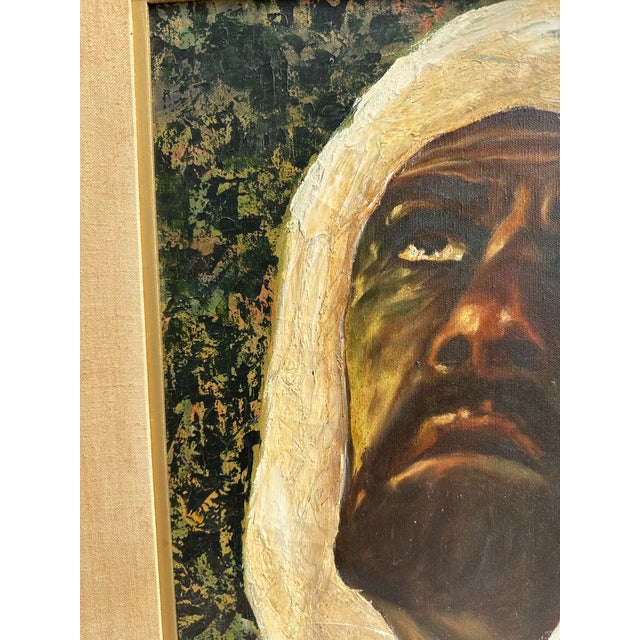 19th Century One-of-a-Kind Original Oil Painting “Arab Man in Turban” | Framed | 31” X 26.5” For Sale - Image 4 of 8