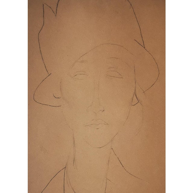 Amedeo Modigliani, Portrait of a Woman with a Hat, 1959, Original Lithograph For Sale - Image 7 of 12