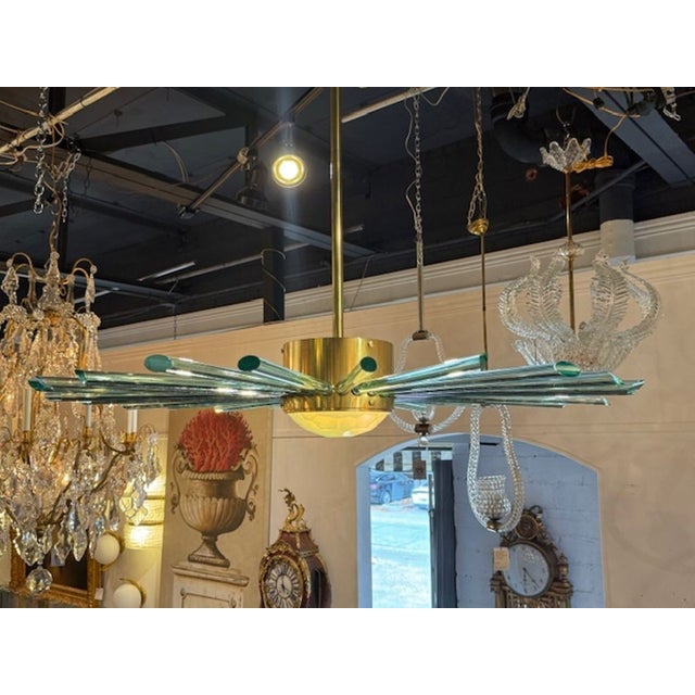 Modern Aqua Murano Sunburst Chandelier For Sale In Dallas - Image 6 of 6