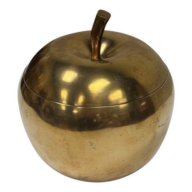 Vintage Brass Apple Lidded Jar For Sale