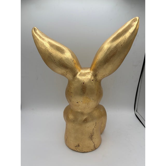 Hand Gilded Distressed Gold Easter Bunny Rabbit Tabletop Decor Sculpture Art For Sale - Image 10 of 13