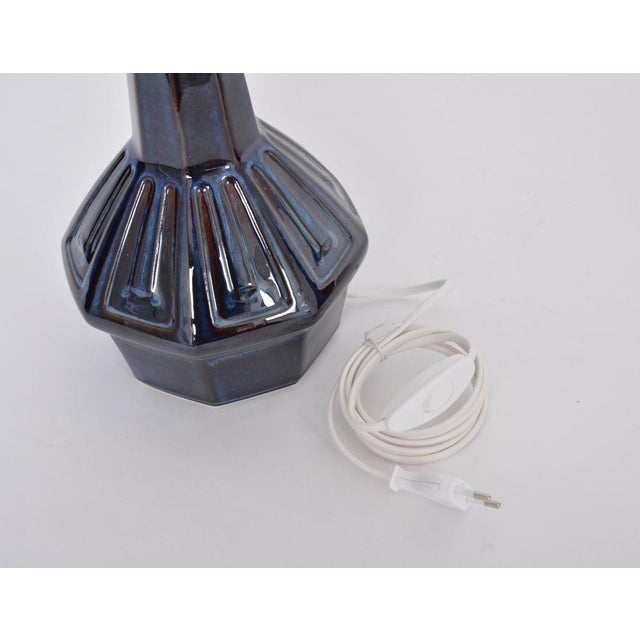 Ceramic Mid-Century Model 1055 Blue Table Lamps by Einar Johansen for Soholm, 1960s, Set of 2 For Sale - Image 7 of 11
