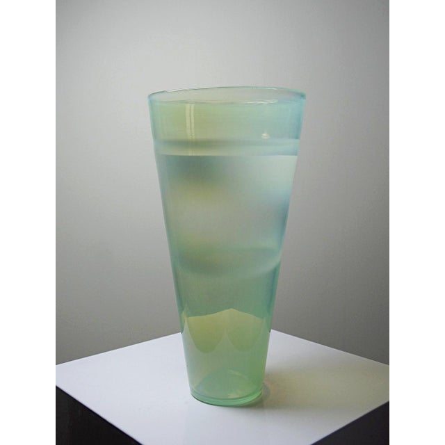 Glass Vintage Scandinavian Opaline Blown Glass Vase in the style of Kosta Boda, 1960s For Sale - Image 7 of 12