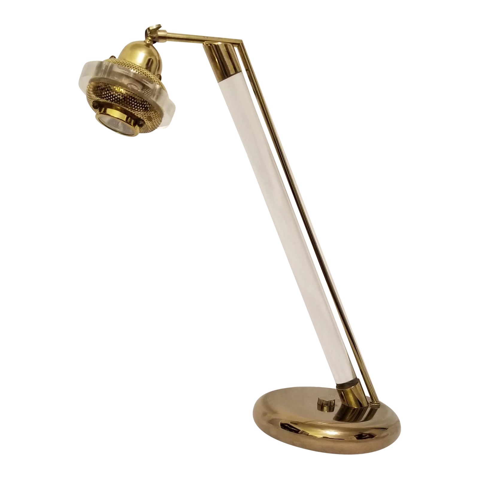 Vintage Lucite and Brass Halogen Articulated Desk Lamp, Canadanian Made