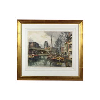 Antique Hand Colored Rotterdam Harbor Engraving by Hendrikas Elias Roodenburg For Sale