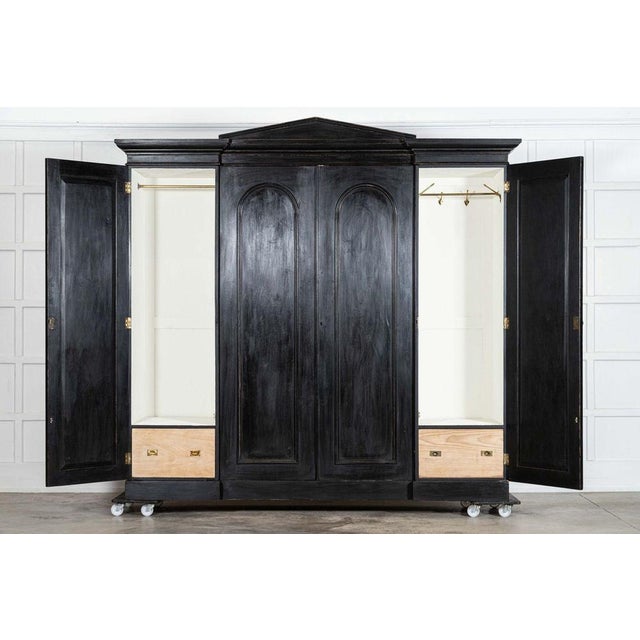 Late 19th Century English Ebonised Ash Breakfront Linen Cupboard, 1890s For Sale - Image 5 of 16