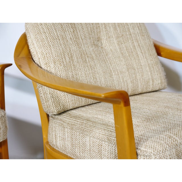 Beige Mid-Century Cherry Wood Club Chairs by Klaus Warzecha for Wilhelm Knoll, 1970s, Set of 2 For Sale - Image 8 of 10