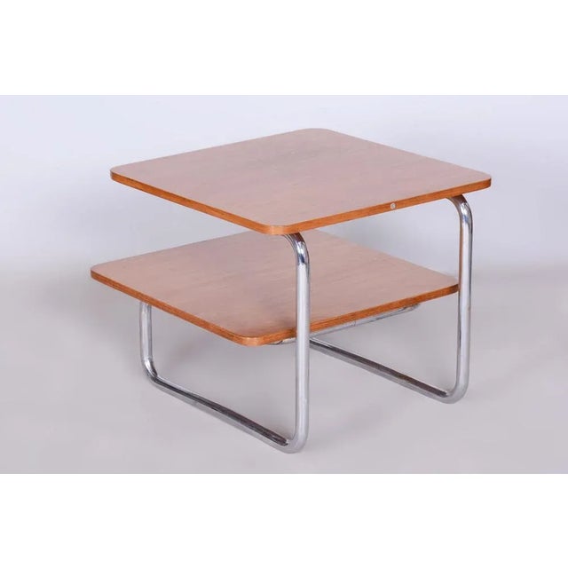 1930s Bauhaus Coffee Table in Beech & Chrome from Mücke Melder, Czechia, 1930s For Sale - Image 5 of 9