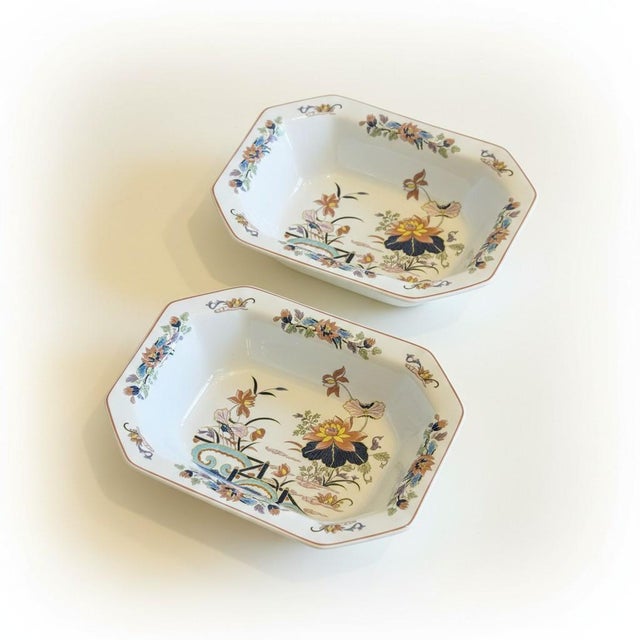 Vintage pair of Wedgwood Lotus vegetable serving bowls from the Georgetown Collection, produced 1974–1987 in England. The...