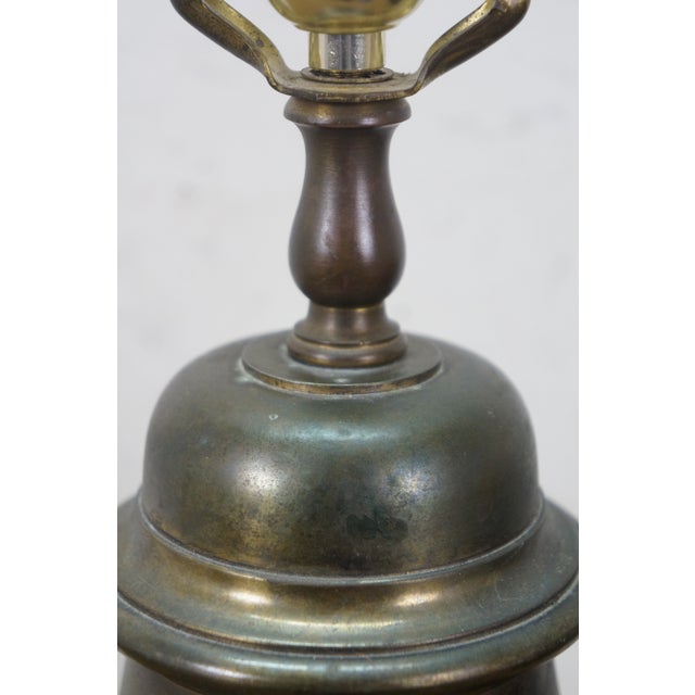 Mid 20th Century Empire Brass Mantel Trophy Urn Table Lamp Black Shade 31" For Sale - Image 9 of 14