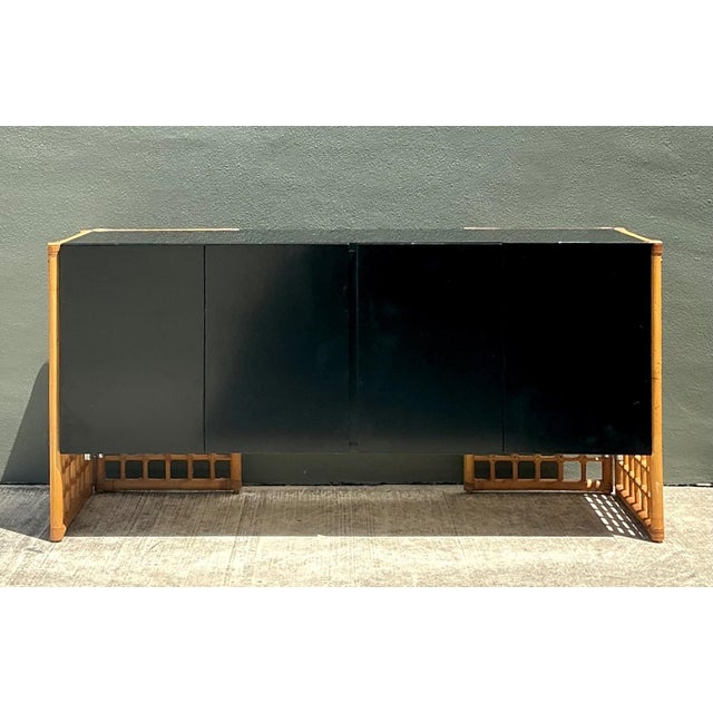 Vintage Rattan and Lacquered Wood Sideboard For Sale - Image 9 of 18