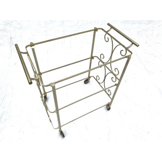 Brass Hollywood Regency Solid Brass Bar Cart For Sale - Image 8 of 10