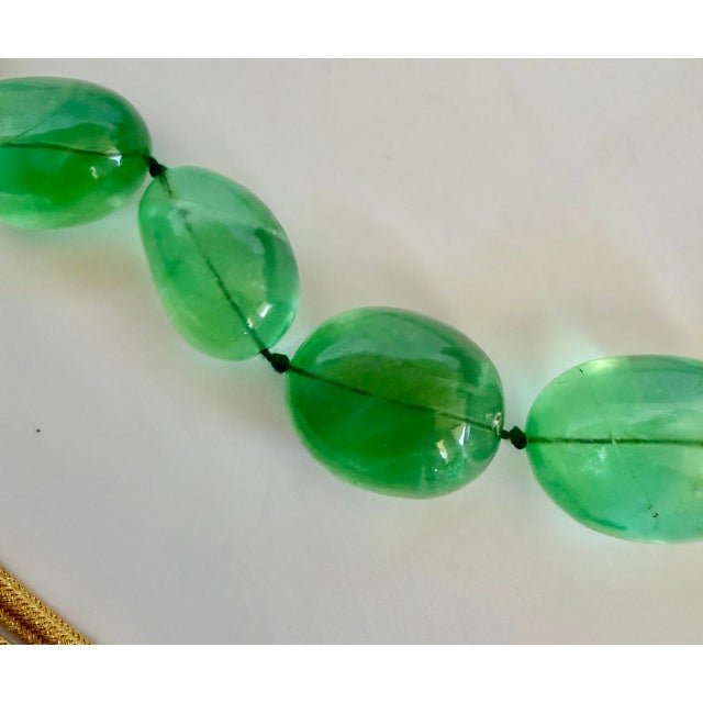 Gemstone Fluorite Bead Necklace Tumble Large Smooth Green Polished Nugget Adjustable Length For Sale In Los Angeles - Image 6 of 18