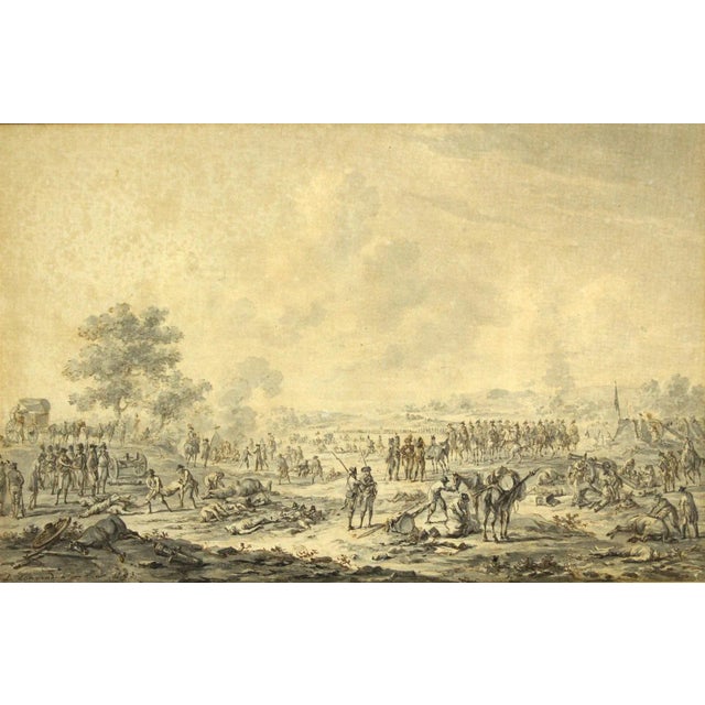 Realism 1793 Dirk Langendyk (Dutch, 1748-1805) Watercolor, Ink & Wash Battle Scene For Sale - Image 3 of 13