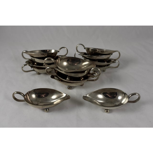 MidCentury Italian Nickel Silver Individual Au Jus Sauce Boats, S/14