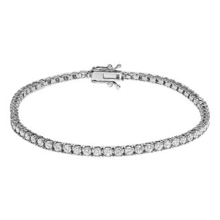 14K White Gold 3.00 Ctw Diamond Classic Standard 4 Prong Set Tennis Bracelet For Sale