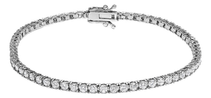 14K White Gold 3.00 Ctw Diamond Classic Standard 4 Prong Set Tennis Bracelet