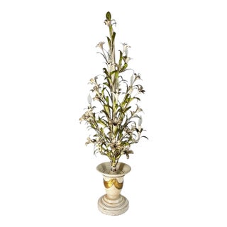 Mid 20th Century Large Tole Floor Lamp of a Potted Plant For Sale