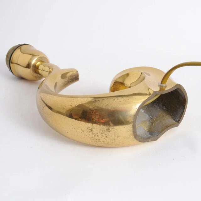 Gold Brass Table Lamp in the style of Pierre Cardin, 1970s For Sale - Image 8 of 10