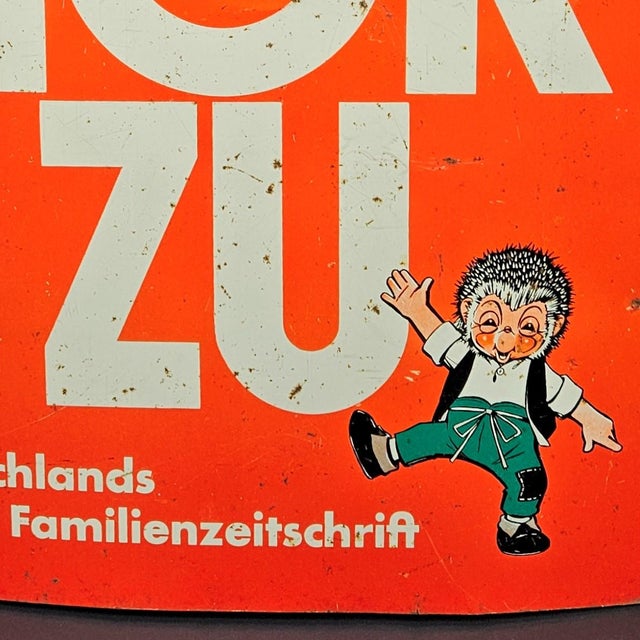 Vintage Flat Metal Sign from Hörzu Featuring Mecki, 1950s For Sale - Image 3 of 4