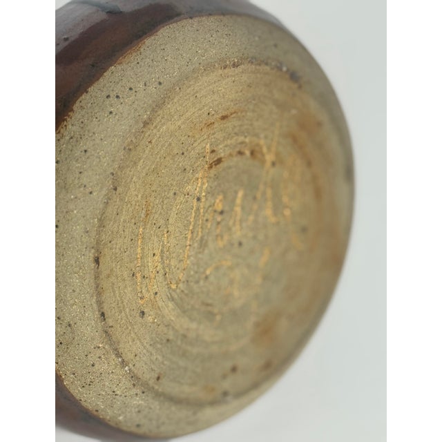 1970s Vintage Studio Pottery Weed Pot Vase, Iron Glaze, Signed, 1979 For Sale - Image 5 of 5
