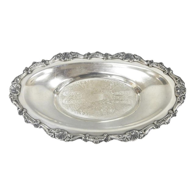 Vintage Victorian Style Silver Plated Oval 13.5" Trinket Serving Dish (B) For Sale