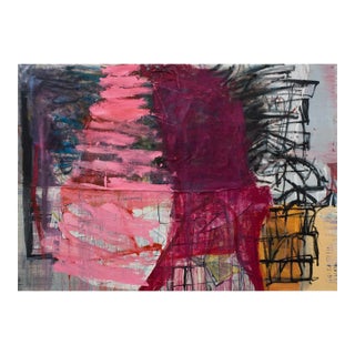 Contemporary Abstract Oil and Bedsheet on Canvas "Smack" by Karl Bielik For Sale