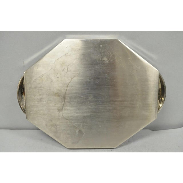 Modern Art Deco Style Silver Plated Nickel Octagonal Vanity Bar Tray "Fe" For Sale - Image 11 of 14
