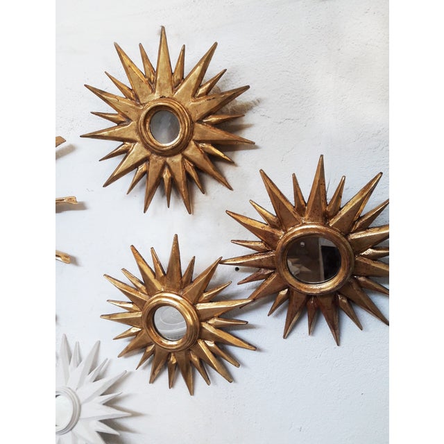 Late 20th Century Sunburst Carved Golden Mirrors, a Pair For Sale - Image 6 of 11