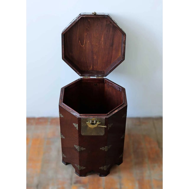 Traditional Side Tables Octagonal Mahogany and Brass - A Pair For Sale - Image 3 of 6