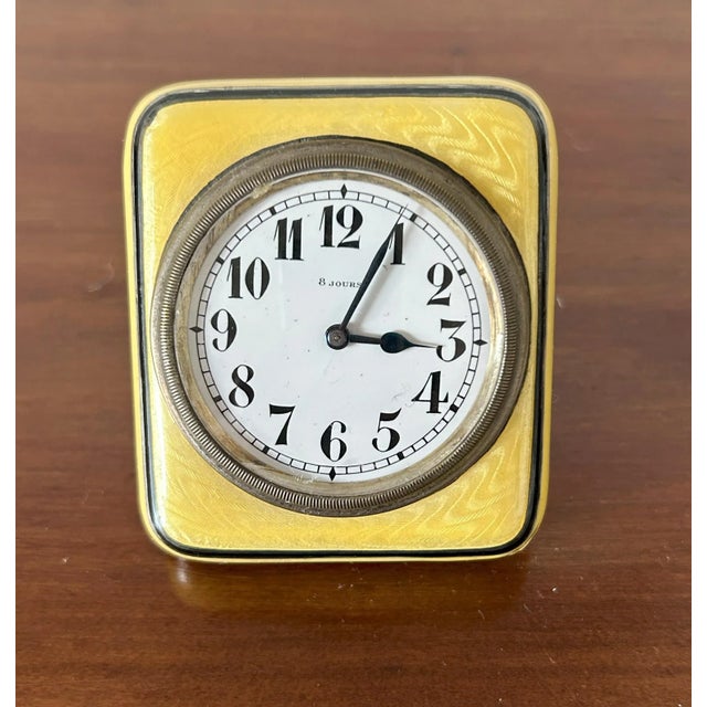 Art Deco Table Clock with Enamels from Huitaine, 1930s For Sale - Image 14 of 15