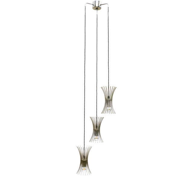 Space Age Chrome 3-Light Cascade Chandelier, 1970s For Sale