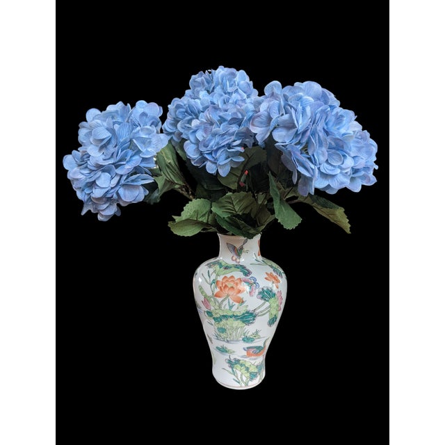 Vintage Chinese Qianlong Mark Famille Verte Wucai Porcelain Vase For Sale - Image 13 of 15