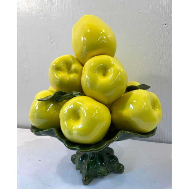 1980s Vintage Ceramic Green Apple Topiary For Sale - Image 5 of 7