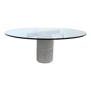 Saporiti Italia Concrete, Chrome, Glass Dining Table For Sale