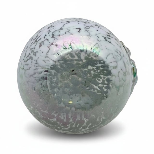 Glass Iridescent Art Glass Apple Paperweight-White Spatter Glass-Hand Blown-Sculpture For Sale - Image 7 of 8