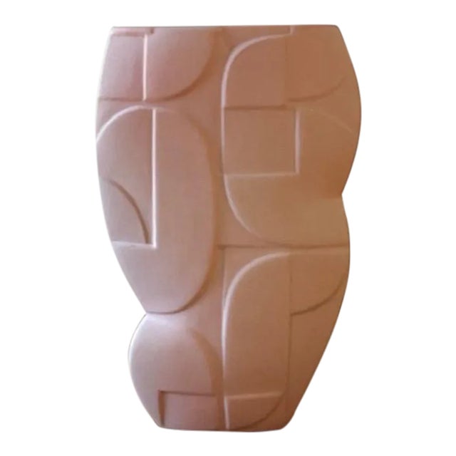 Vintage Boho Signed Geometric Studio Pottery Vase For Sale