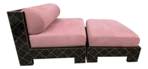 1980s Maitland Smith Tessellated Stone and Brass Chaise Longue