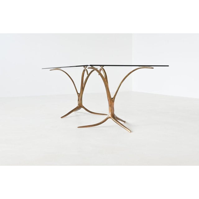 Sculptural Dining Table in Bronze and Glass, Belgium, 1970 For Sale - Image 6 of 18
