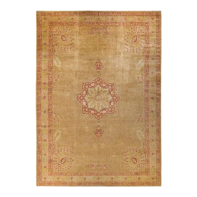 Mogul Collection Hand-Knotted Area Rug - Yellow 12' 1" x 17' 6" For Sale