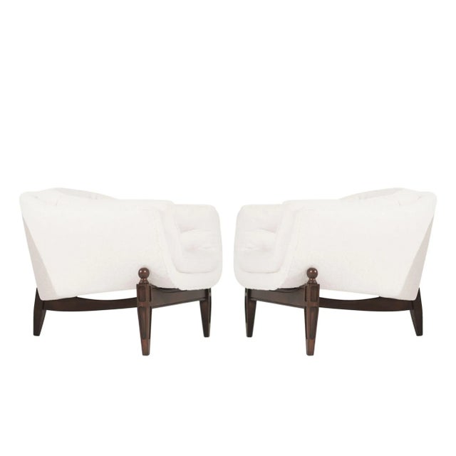 Set of Transitional Tripod Lounge Chairs in Wool, C. 1950s For Sale - Image 13 of 13