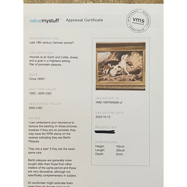 Pair of Berlin Porcelain Plaques 19th Century of Animals in Highland Settings For Sale - Image 10 of 12